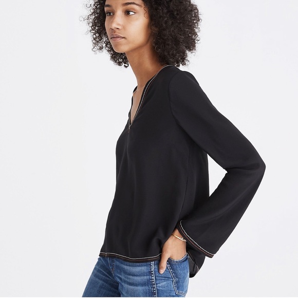 Madewell Silk Stitched Tie-Back Top - Picture 4 of 6